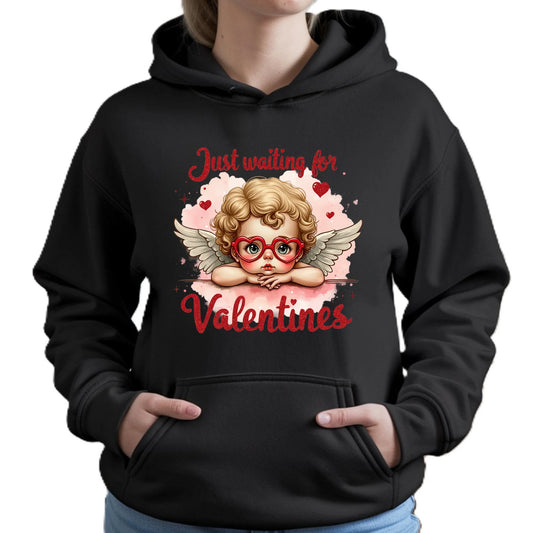 Bluza damska z kapturem na Walentynki - Just waiting for Valentines W24 - StoryCups.pl