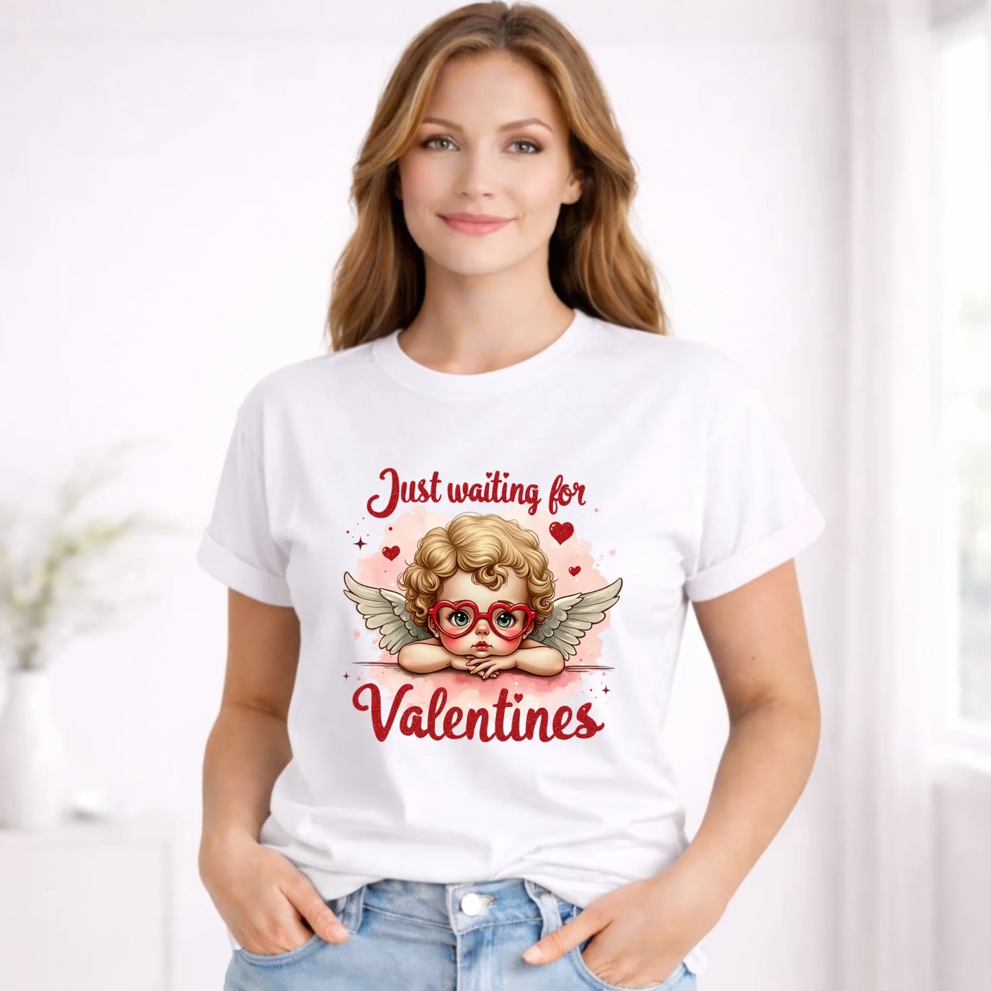 Koszulka damska na Walentynki - Just waiting for Valentines W24 - StoryCups.pl