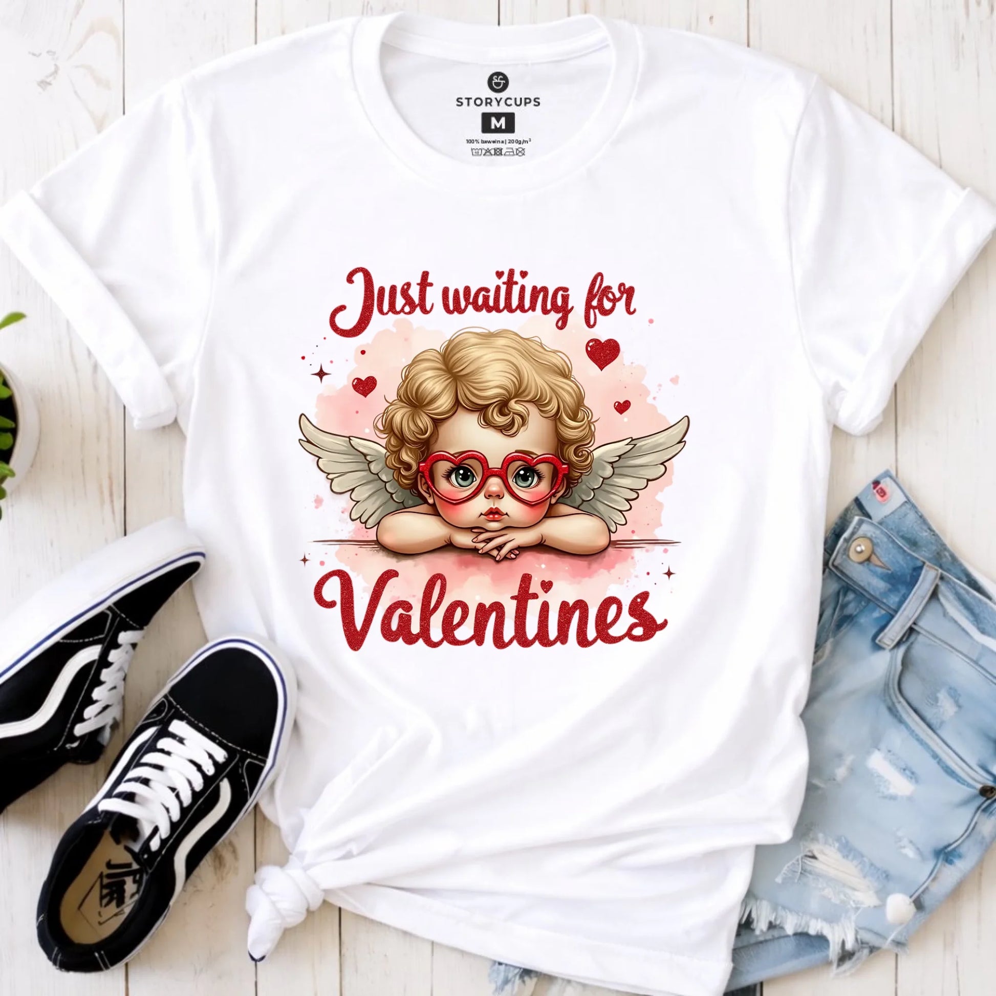 Koszulka damska na Walentynki - Just waiting for Valentines W24 - StoryCups.pl