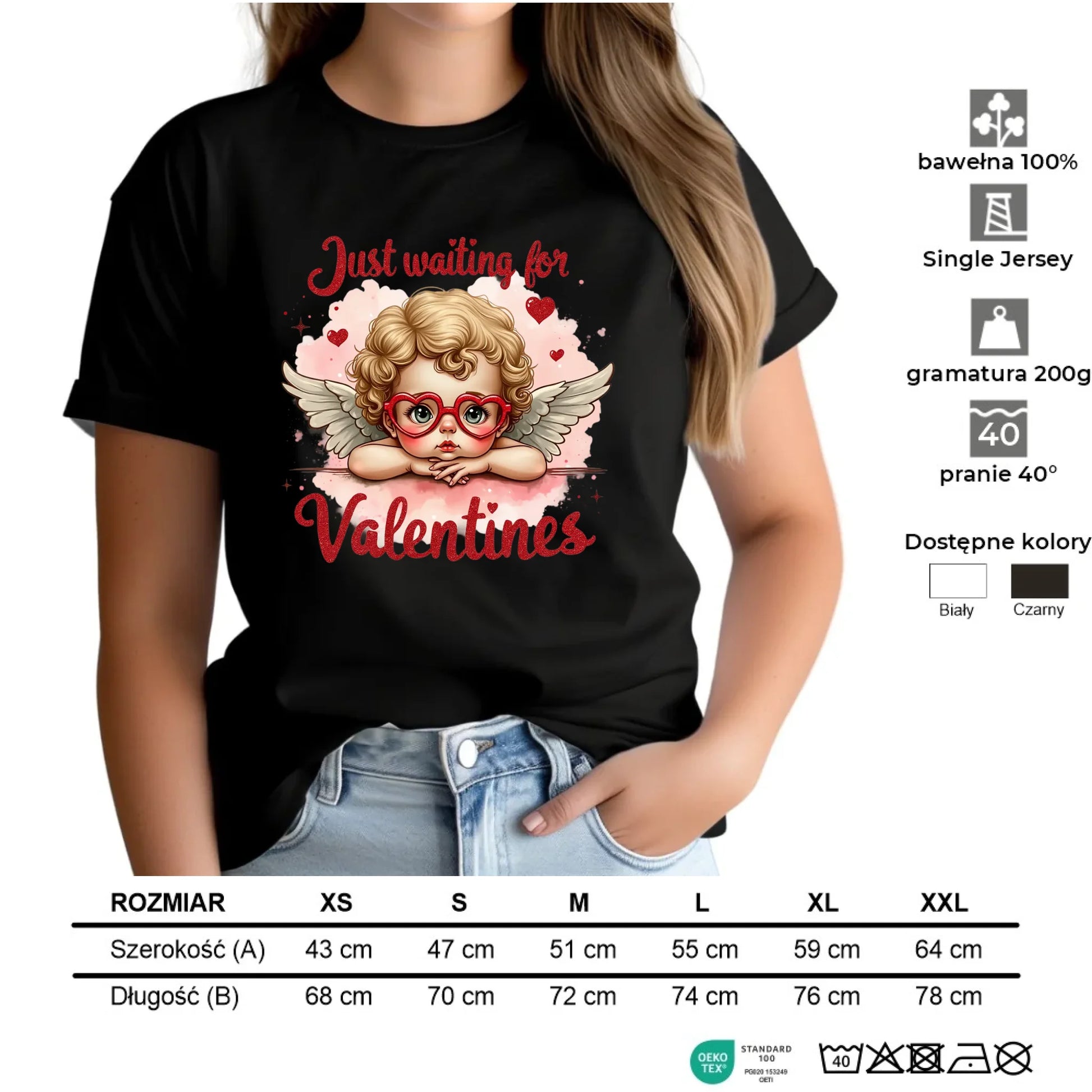 Koszulka damska na Walentynki - Just waiting for Valentines W24 - StoryCups.pl