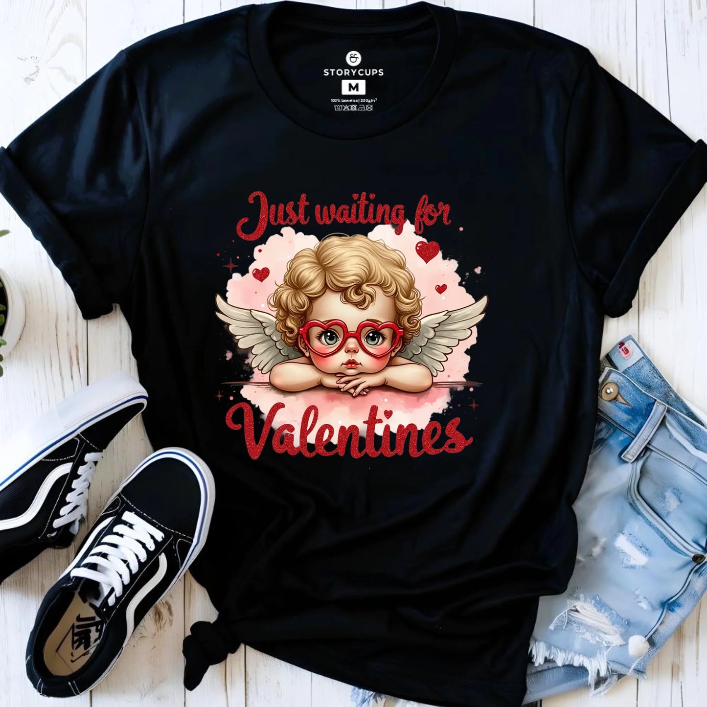 Koszulka damska na Walentynki - Just waiting for Valentines W24 - StoryCups.pl