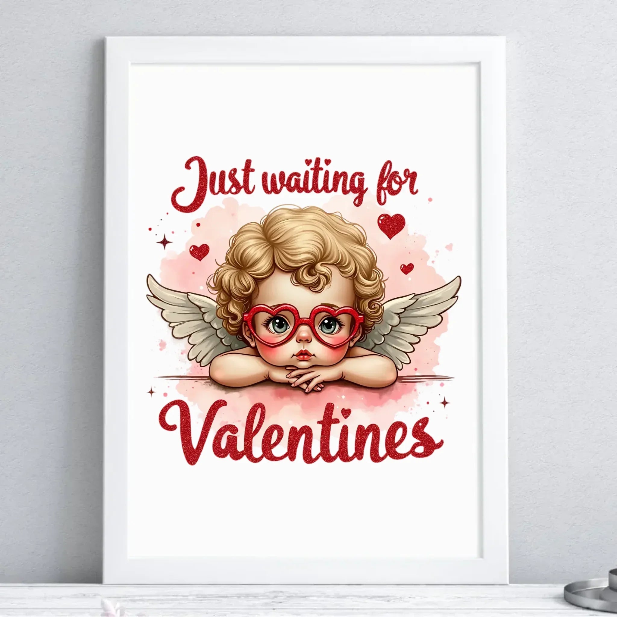 Plakat w ramie na Walentynki - Just waiting for Valentines W24 - StoryCups.pl