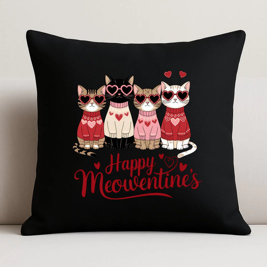 Poduszka dekoracyjna na Walentynki dla kociary - Happy Meowentine's W25 - StoryCups.pl