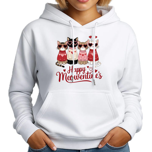 Bluza damska z kapturem na Walentynki dla kociary - Happy Meowentine's W25 - StoryCups.pl