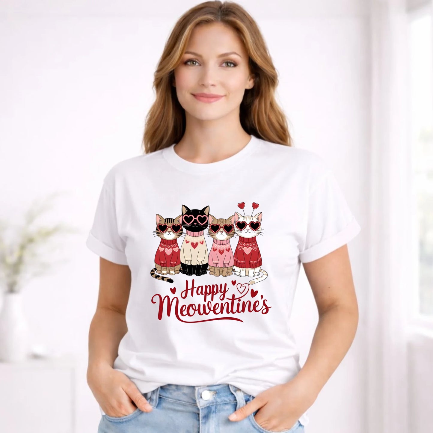 Koszulka damska na Walentynki dla kociary - Happy Meowentine's W25 - StoryCups.pl