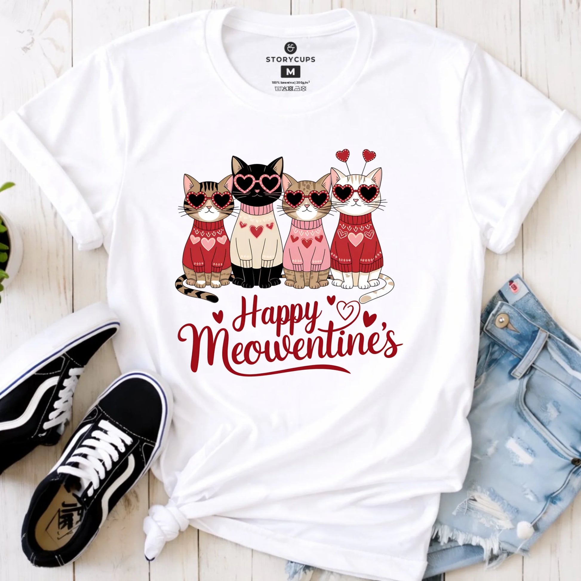 Koszulka damska na Walentynki dla kociary - Happy Meowentine's W25 - StoryCups.pl