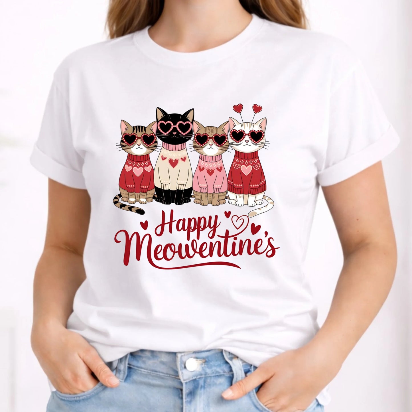 Koszulka damska na Walentynki dla kociary - Happy Meowentine's W25 - StoryCups.pl