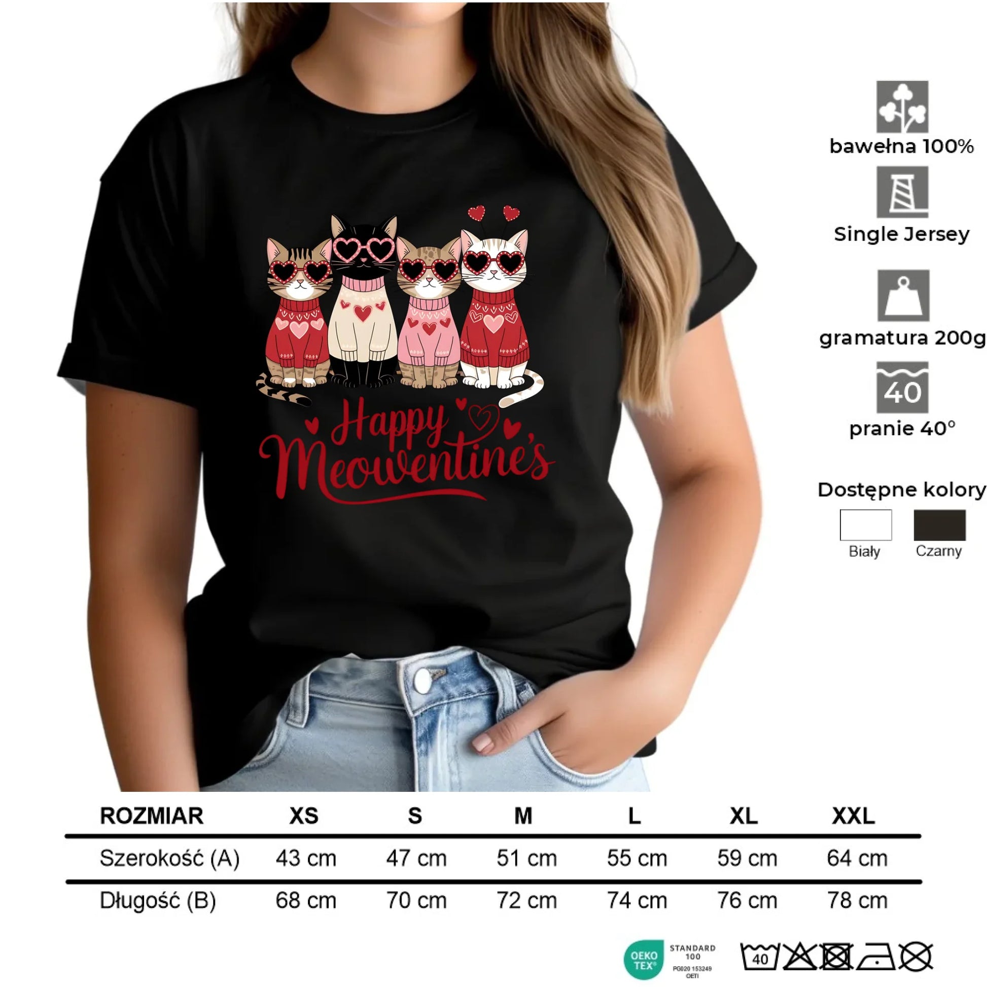 Koszulka damska na Walentynki dla kociary - Happy Meowentine's W25 - StoryCups.pl