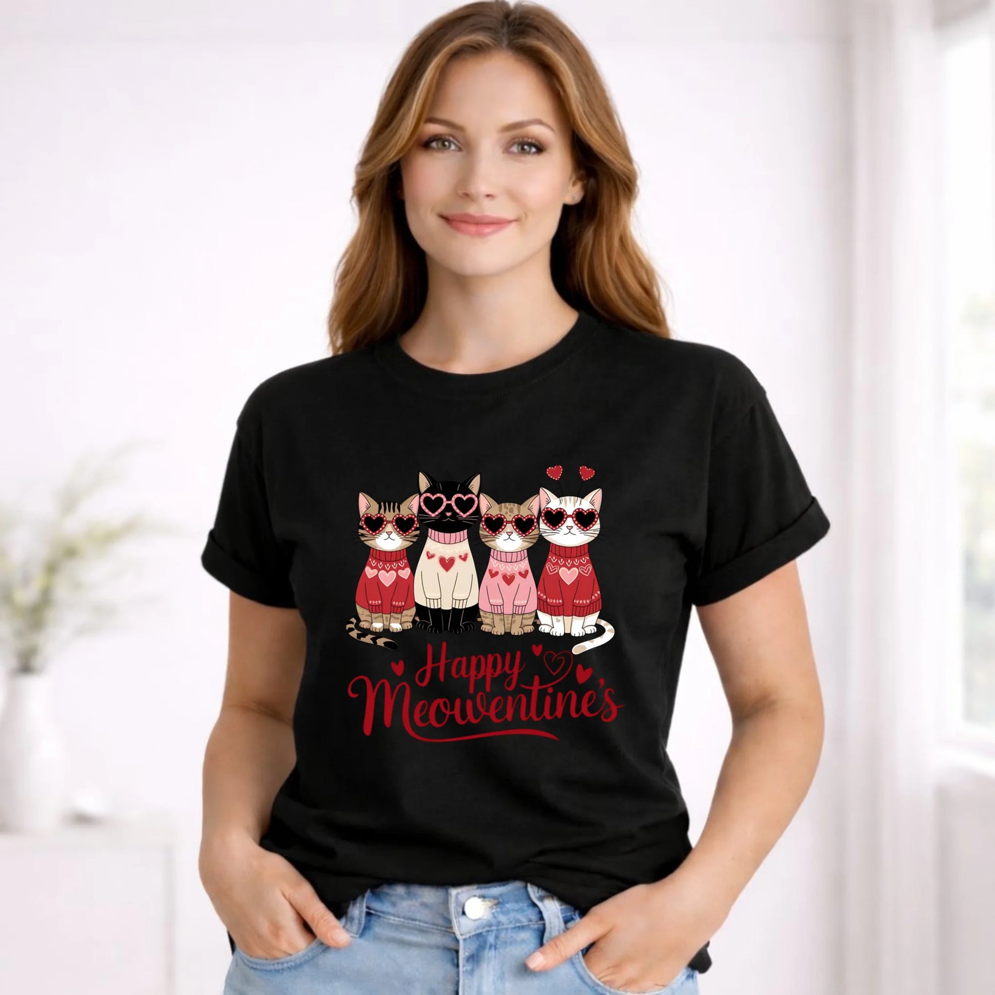 Koszulka damska na Walentynki dla kociary - Happy Meowentine's W25 - StoryCups.pl