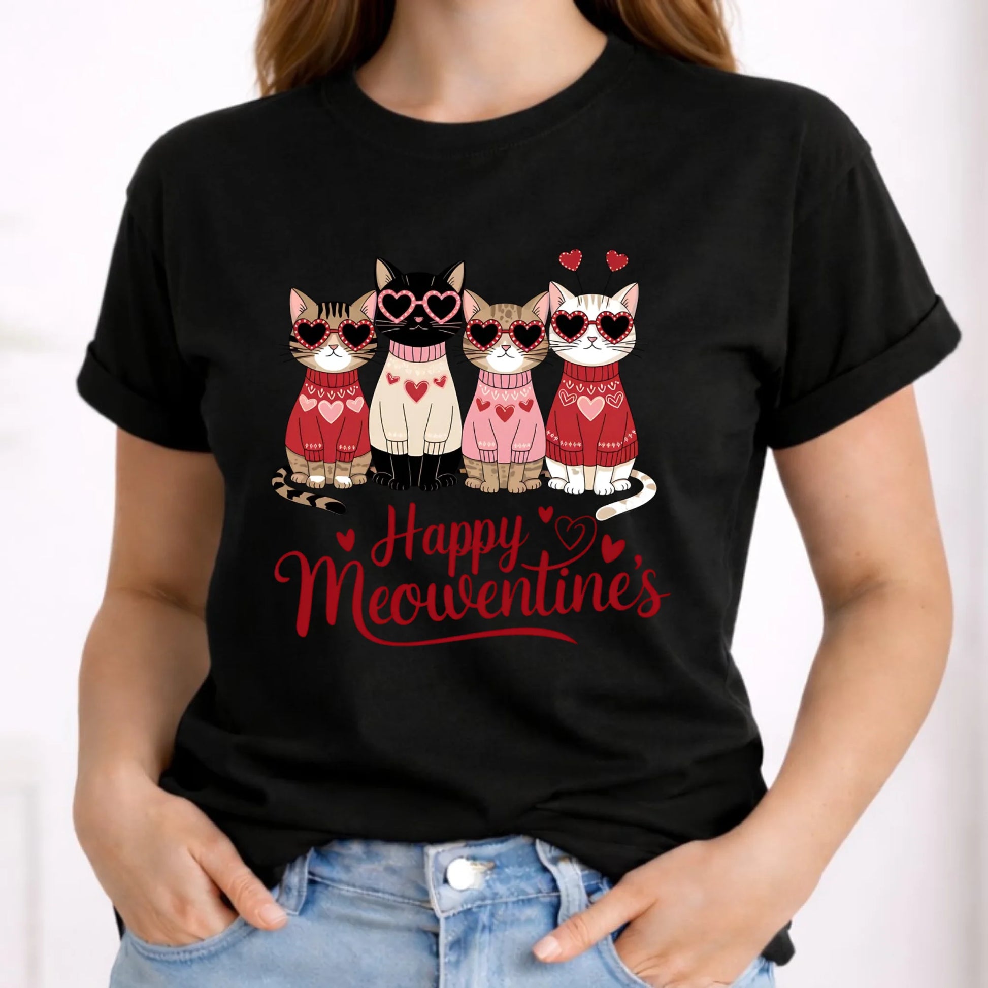 Koszulka damska na Walentynki dla kociary - Happy Meowentine's W25 - StoryCups.pl