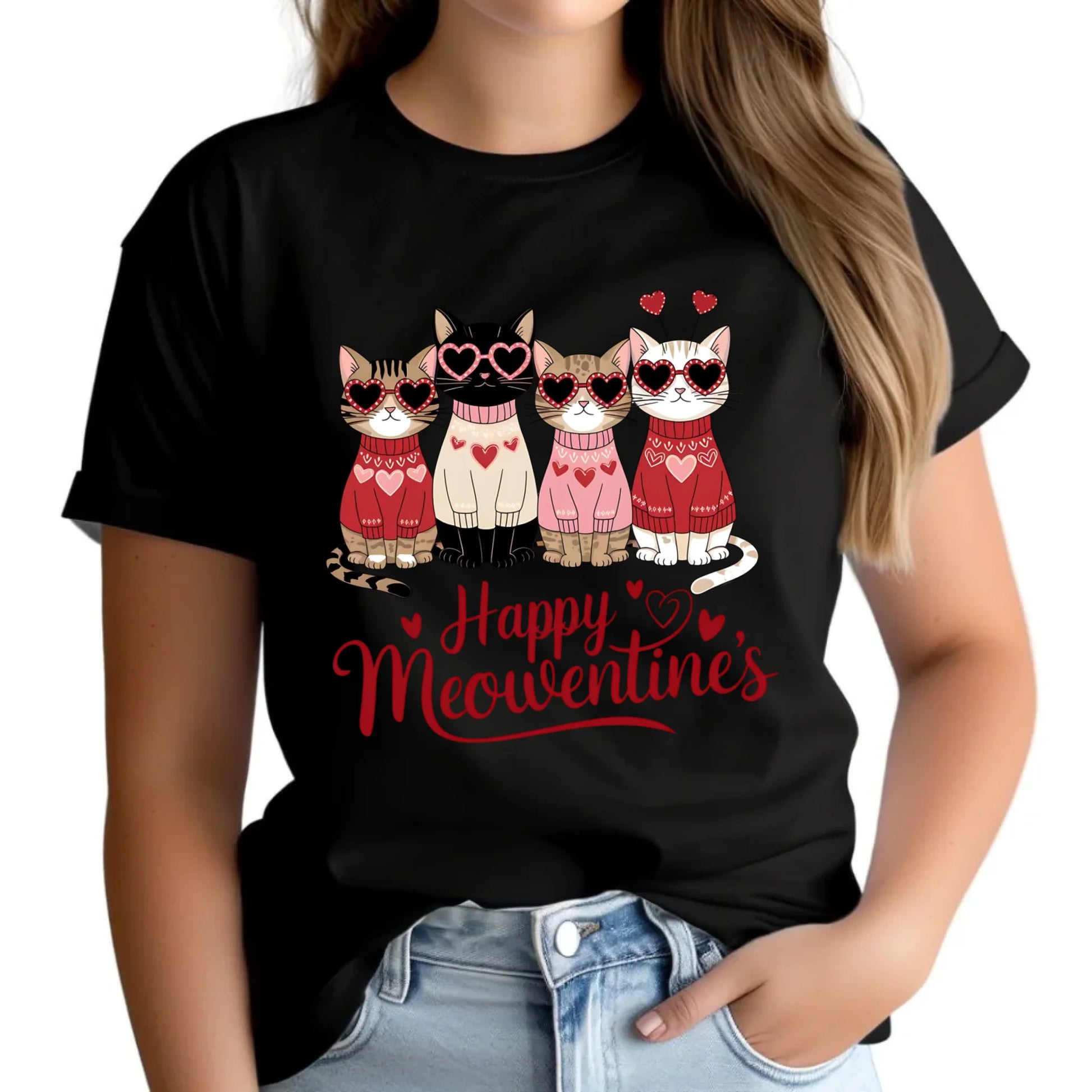 Koszulka damska na Walentynki dla kociary - Happy Meowentine's W25 - StoryCups.pl