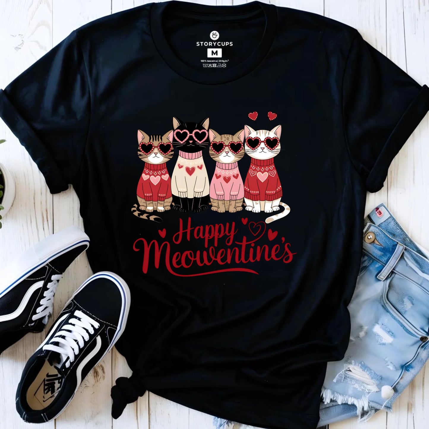 Koszulka damska na Walentynki dla kociary - Happy Meowentine's W25 - StoryCups.pl