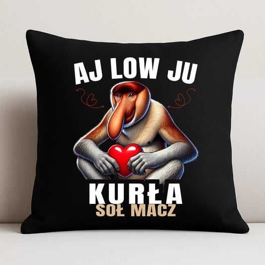 Poduszka dekoracyjna dla par - Janusz nosacz - Aj low ju kurła W26 - StoryCups.pl