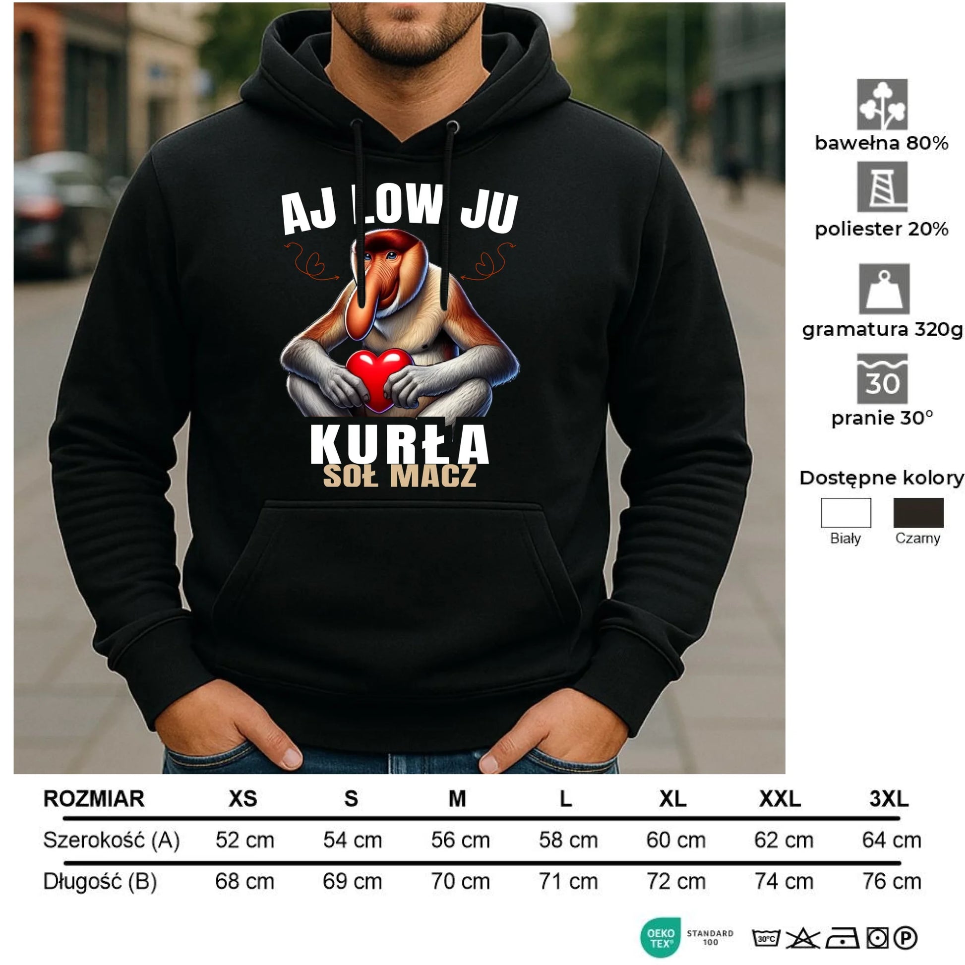 Bluza męska z kapturem dla par - Janusz nosacz - Aj low ju kurła W26 - StoryCups.pl