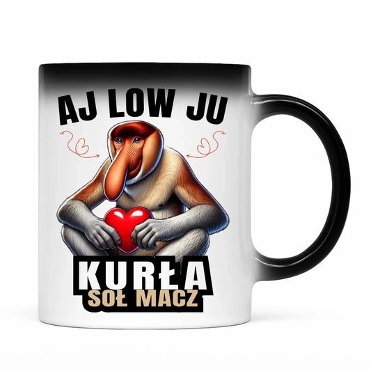 Kubek magiczny dla par - Janusz nosacz - Aj low ju kurła W26 - StoryCups.pl