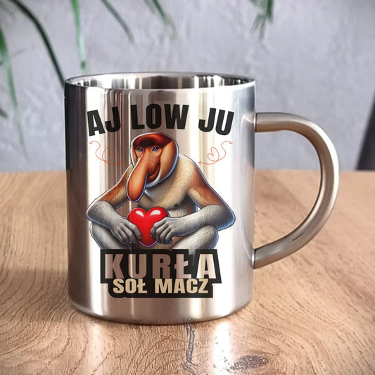 Kubek metalowy dla par - Janusz nosacz - Aj low ju kurła W26 - StoryCups.pl