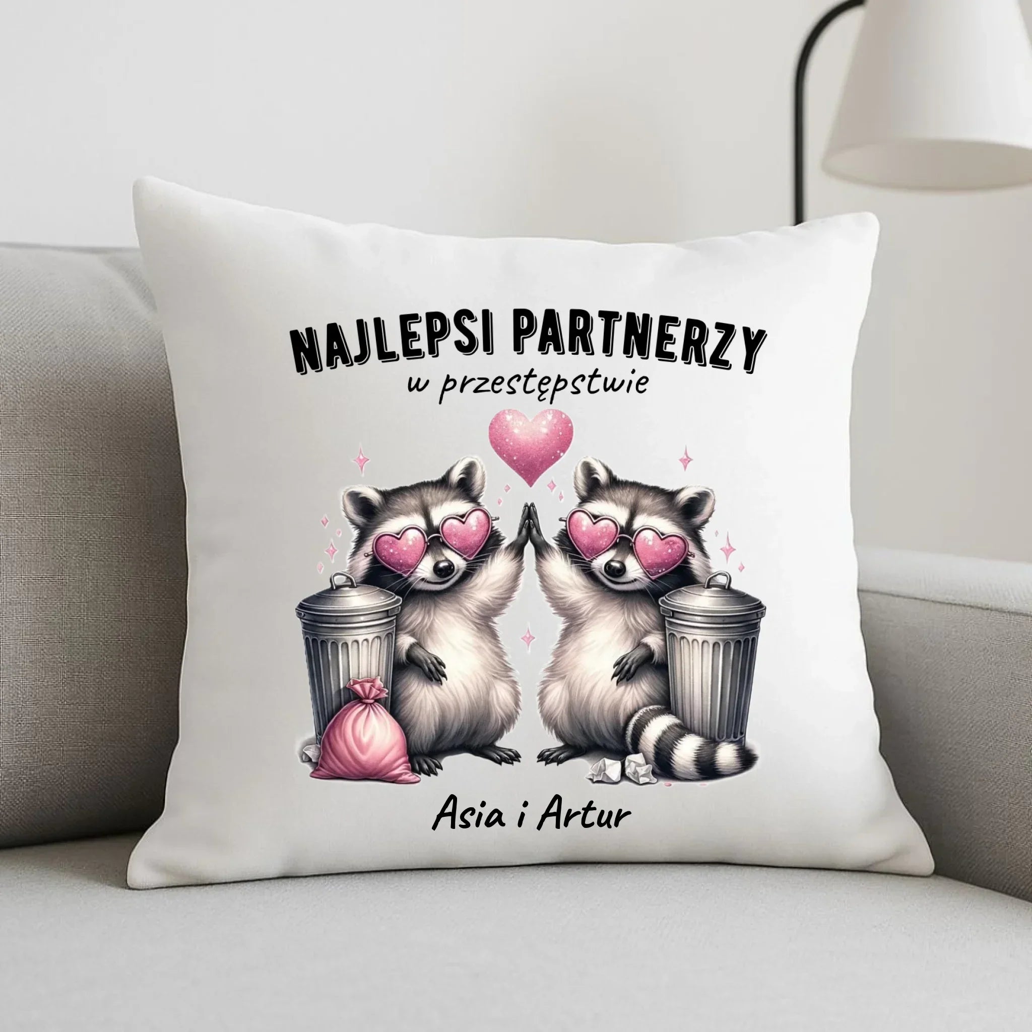 Poduszka dla par - Najlepsi partnerzy w przestępstwie - personalizowana W27 - StoryCups.pl