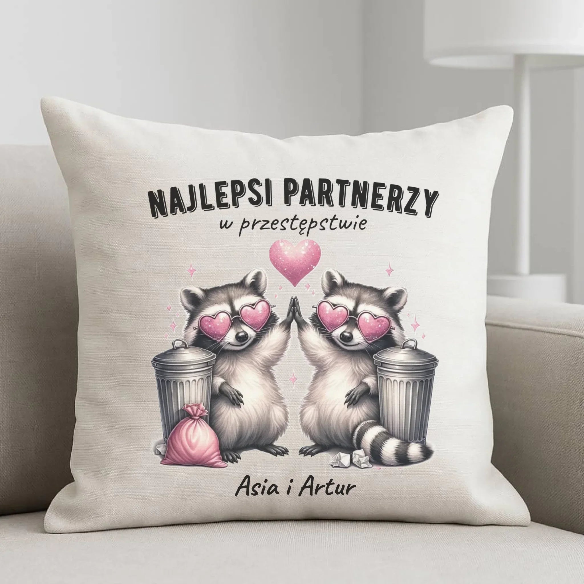 Poduszka dla par - Najlepsi partnerzy w przestępstwie - personalizowana W27 - StoryCups.pl
