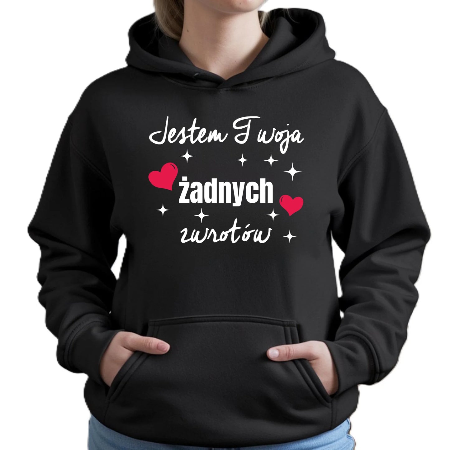 Bluza damska z kapturem dla par - Jestem Twoja żadnych zwrotów W28 - StoryCups.pl
