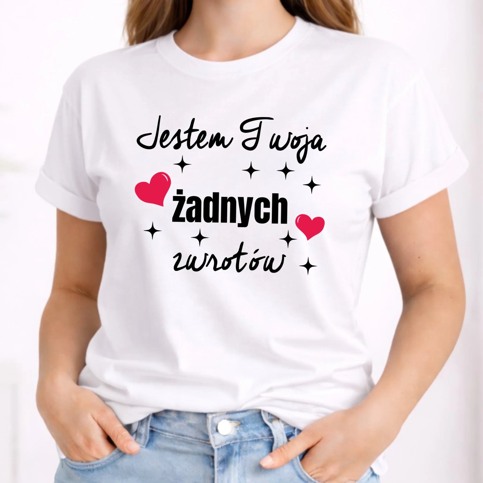 Koszulka damska dla par - Jestem Twoja żadnych zwrotów W28 - StoryCups.pl