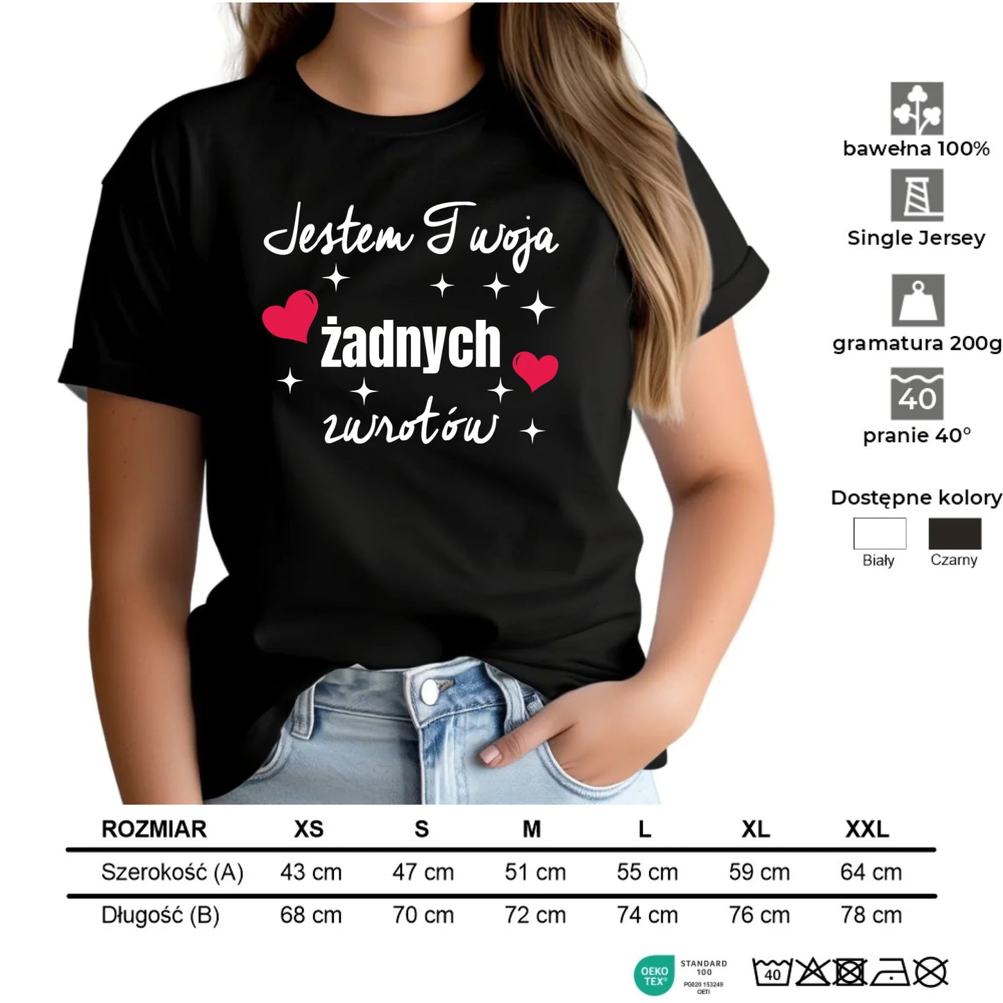 Koszulka damska dla par - Jestem Twoja żadnych zwrotów W28 - StoryCups.pl