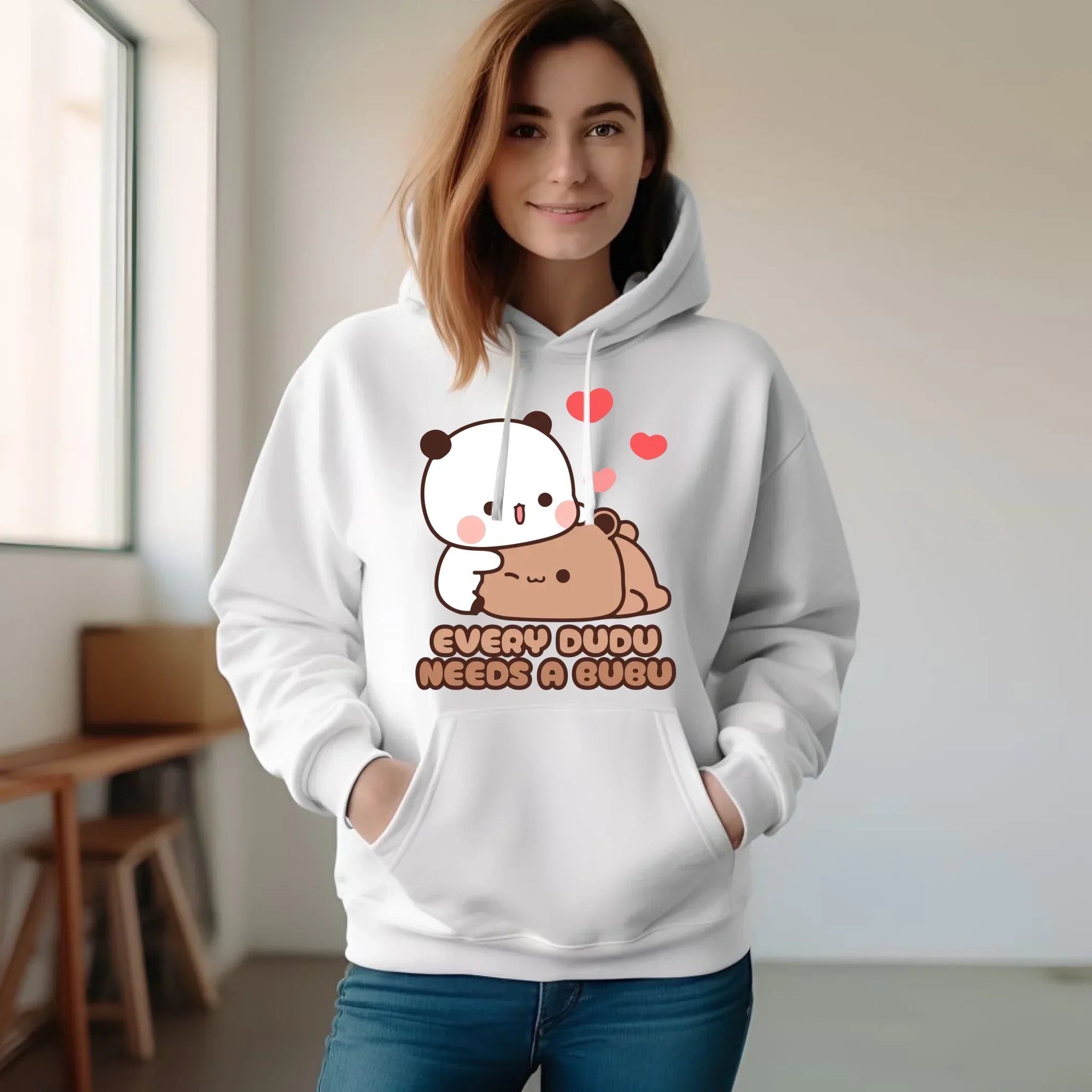 Bluza damska z kapturem dla par - Every Dudu needs a Bubu W32 - StoryCups.pl