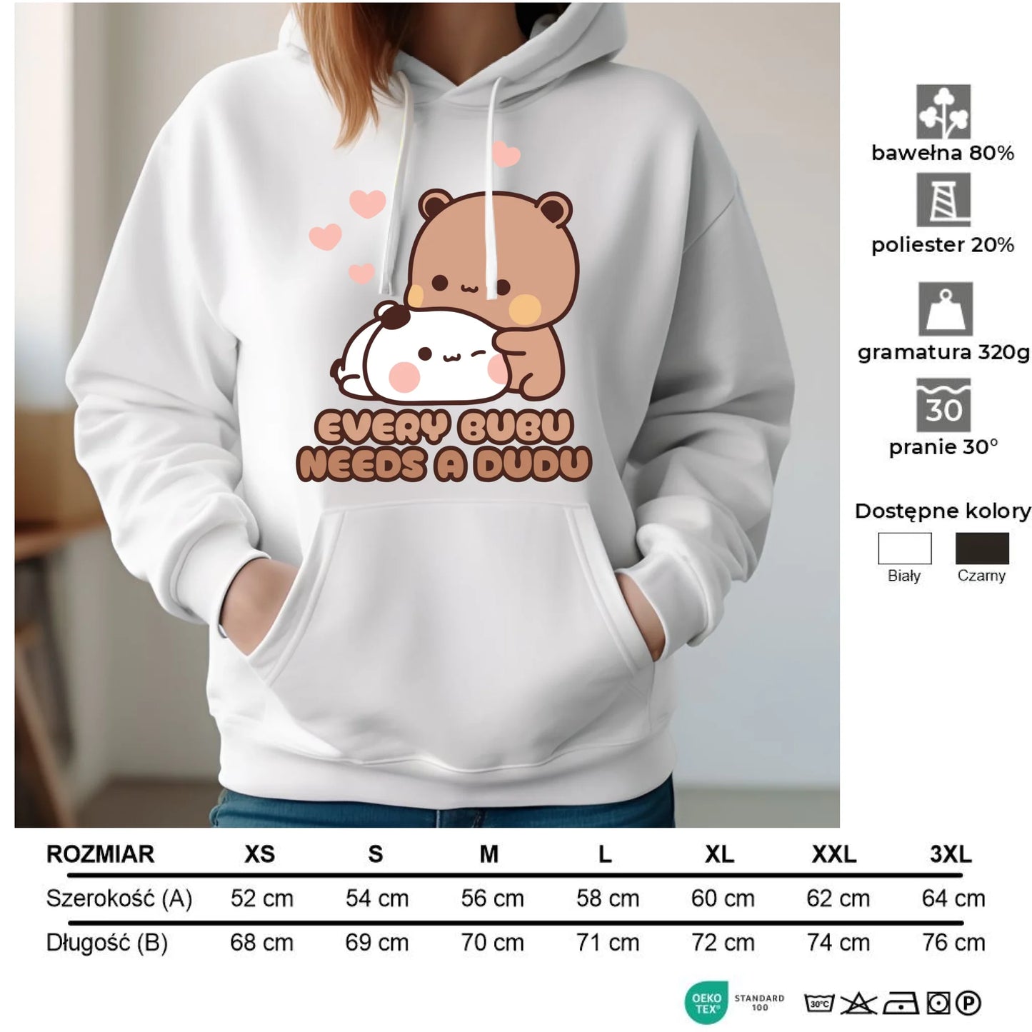 Bluza damska z kapturem dla par - Every Bubu needs a Dudu W33 - StoryCups.pl