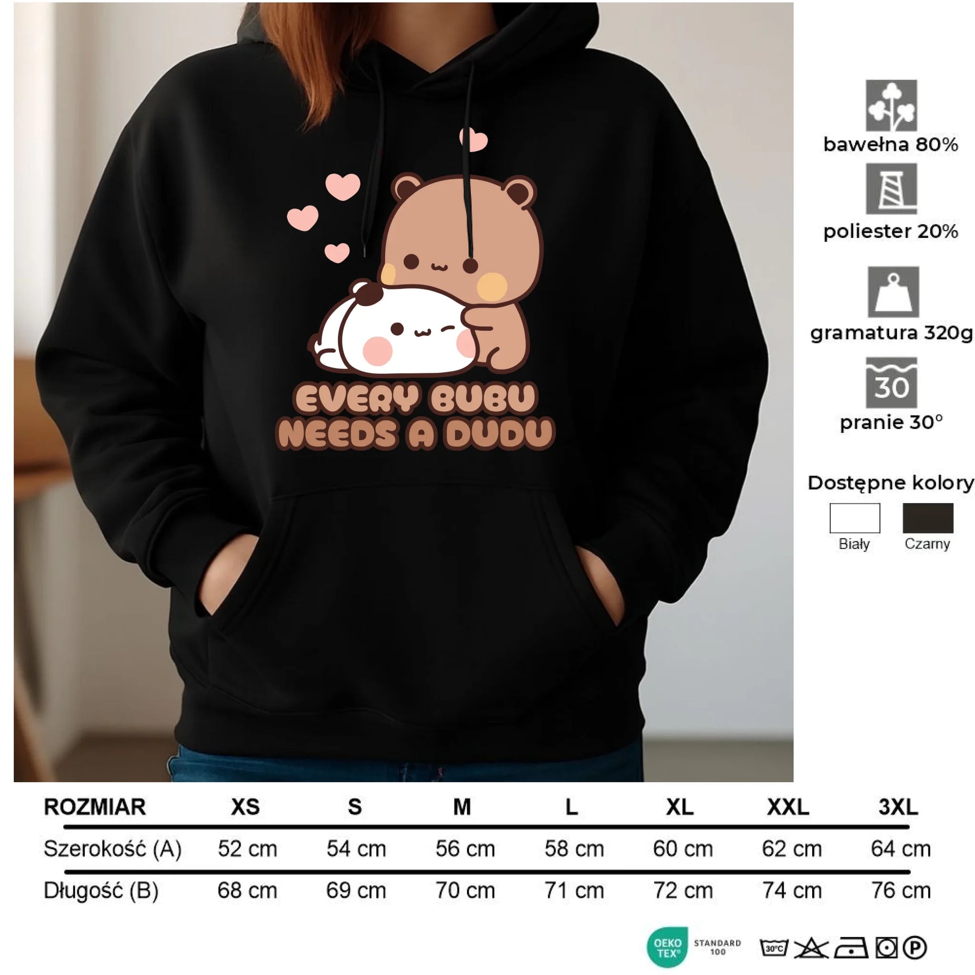 Bluza damska z kapturem dla par - Every Bubu needs a Dudu W33 - StoryCups.pl