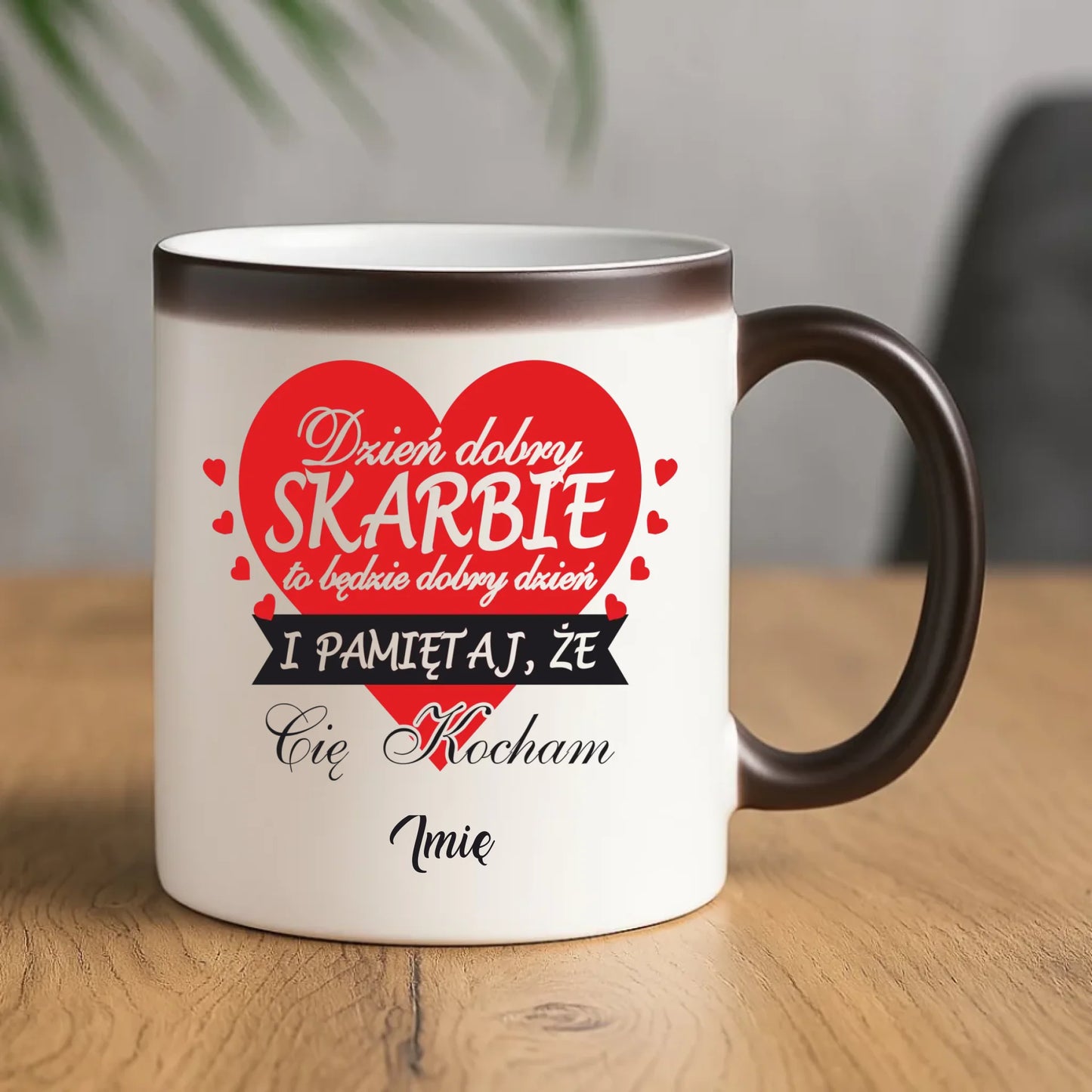 Kubek magiczny dla par - Dzień dobry Skarbie - personalizowany W02 - StoryCups.pl