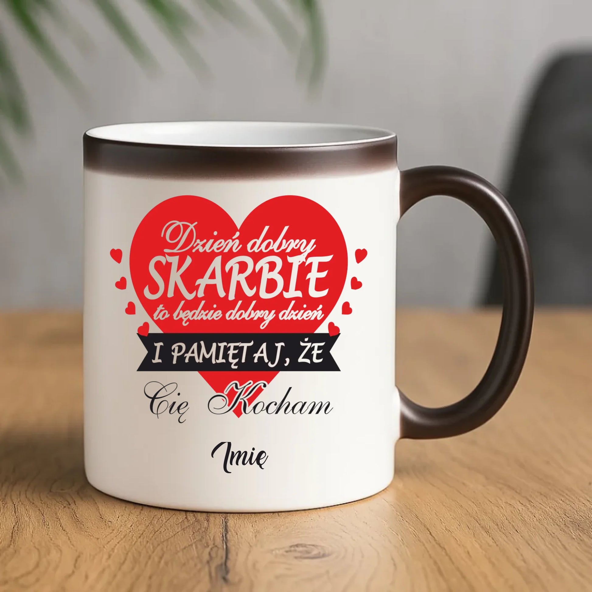 Kubek magiczny dla par - Dzień dobry Skarbie - personalizowany W02 - StoryCups.pl