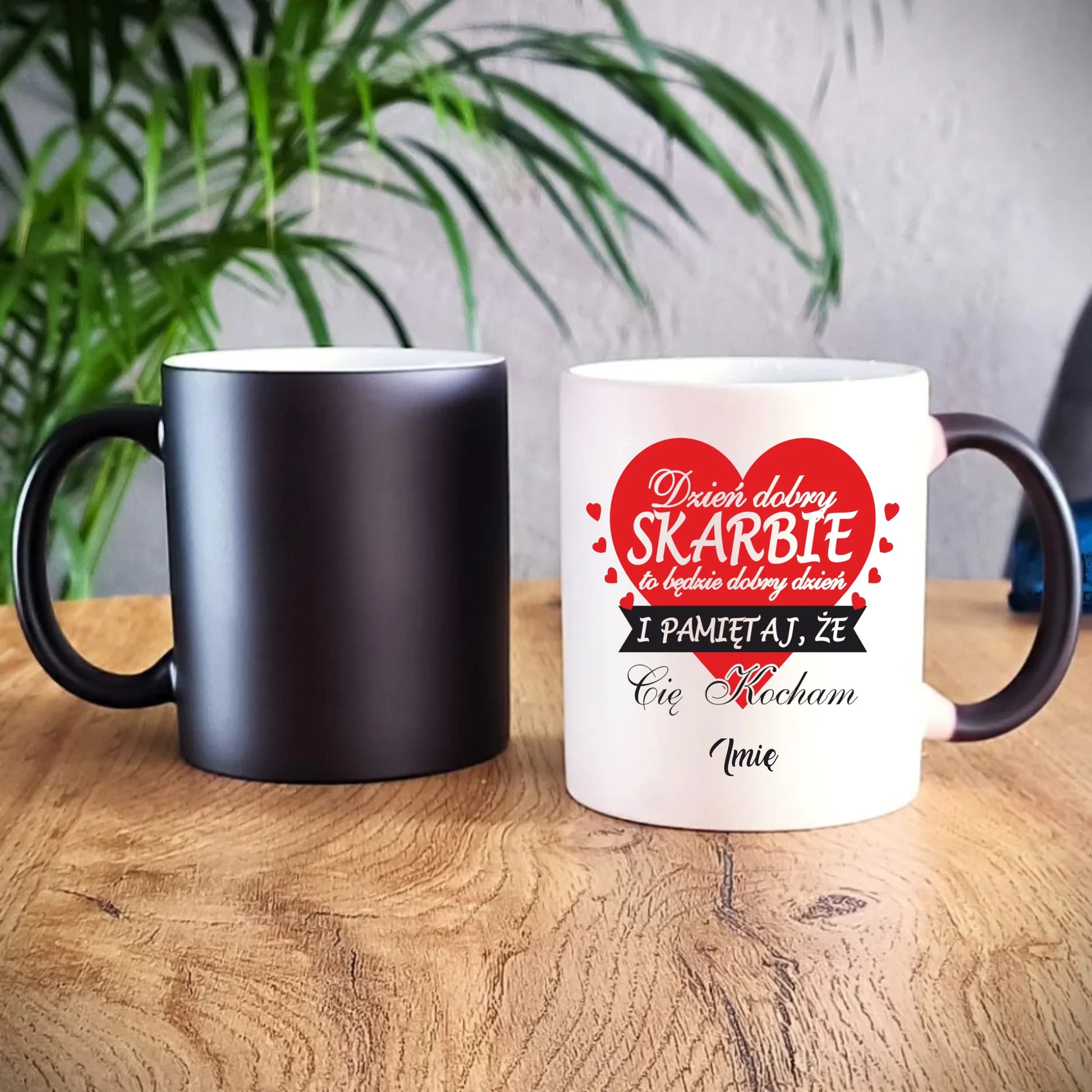 Kubek magiczny dla par - Dzień dobry Skarbie - personalizowany W02 - StoryCups.pl