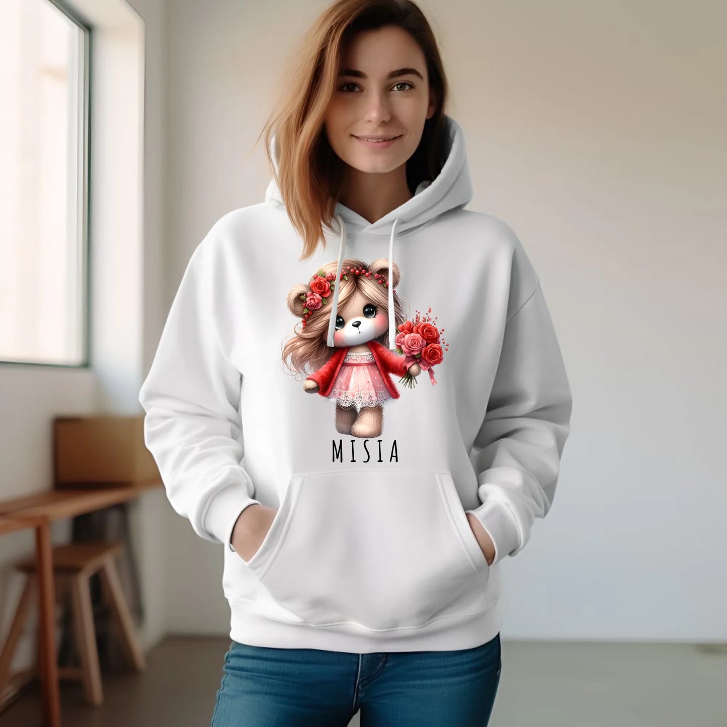 Bluza damska z kapturem - Misia W35 - StoryCups.pl