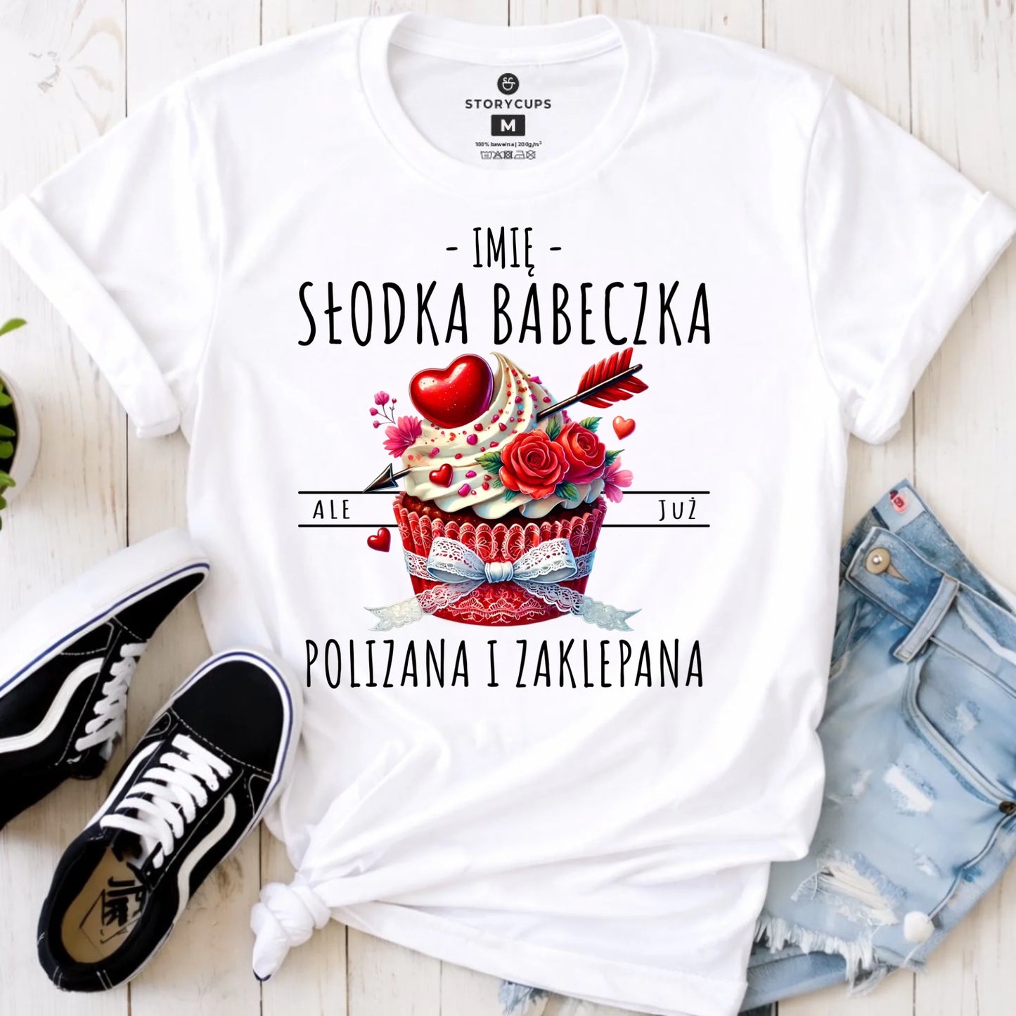 Koszulka damska - Słodka babeczka polizana i zaklepana - personalizowana W37 - StoryCups.pl