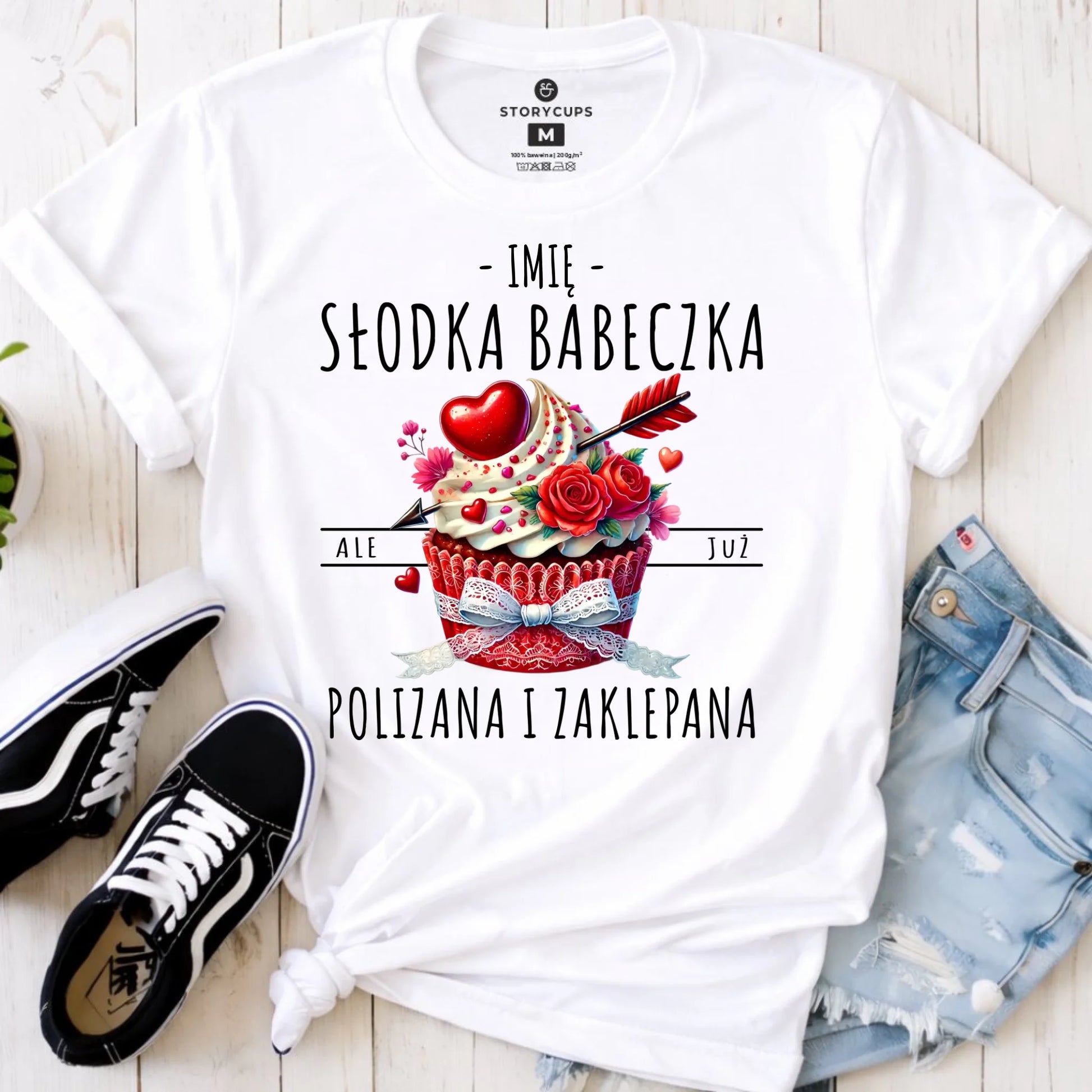 Koszulka damska - Słodka babeczka polizana i zaklepana - personalizowana W37 - StoryCups.pl