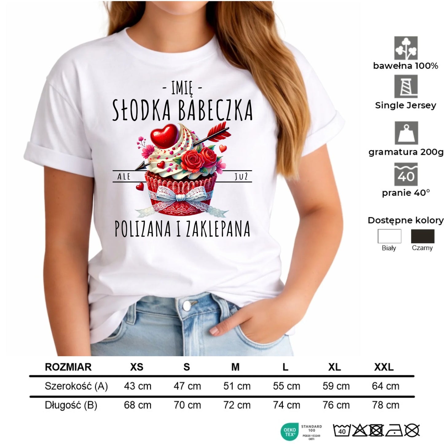 Koszulka damska - Słodka babeczka polizana i zaklepana - personalizowana W37 - StoryCups.pl