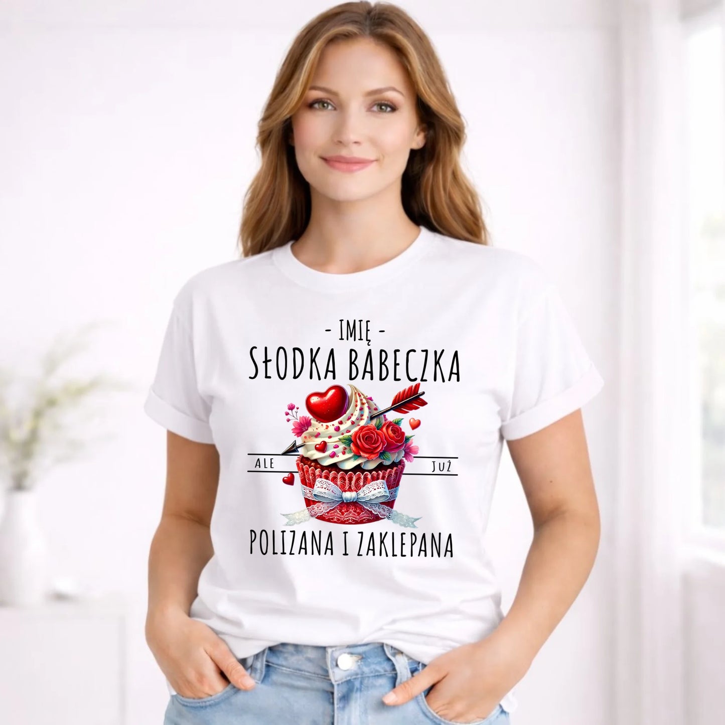 Koszulka damska - Słodka babeczka polizana i zaklepana - personalizowana W37 - StoryCups.pl