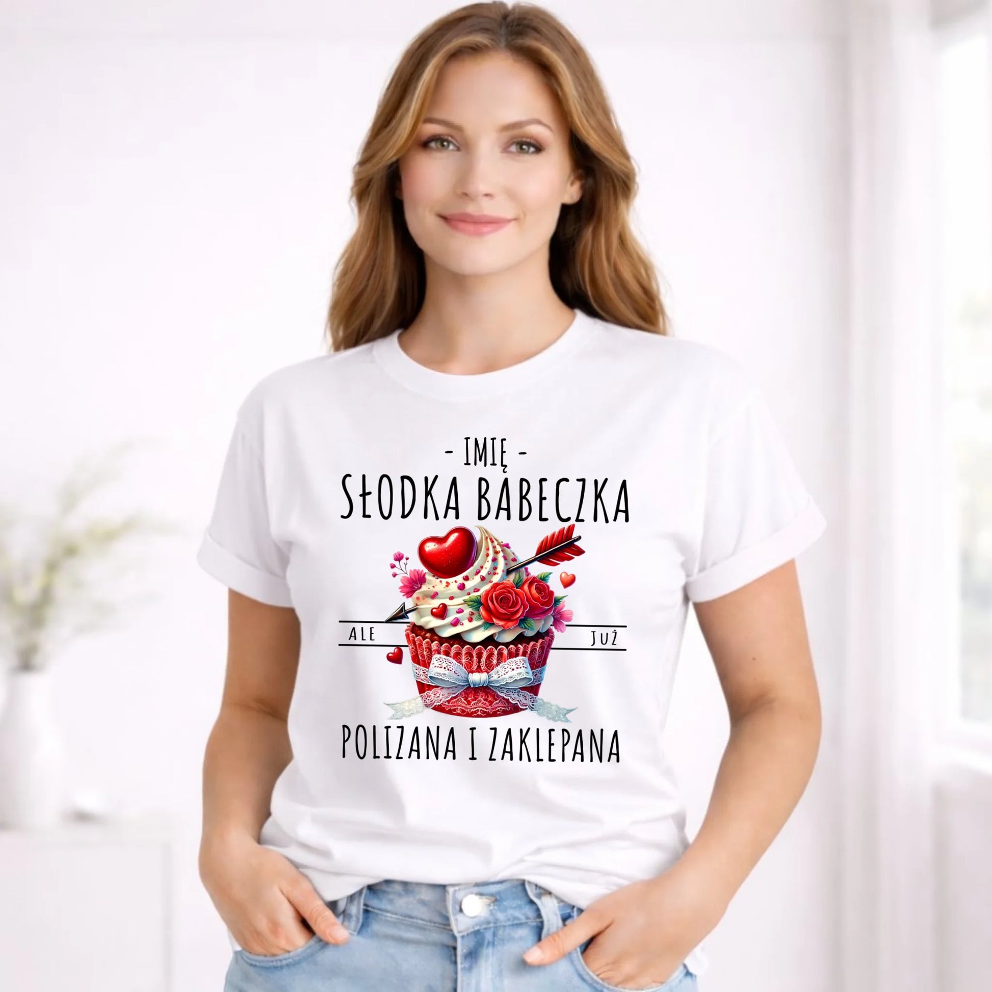 Koszulka damska - Słodka babeczka polizana i zaklepana - personalizowana W37 - StoryCups.pl