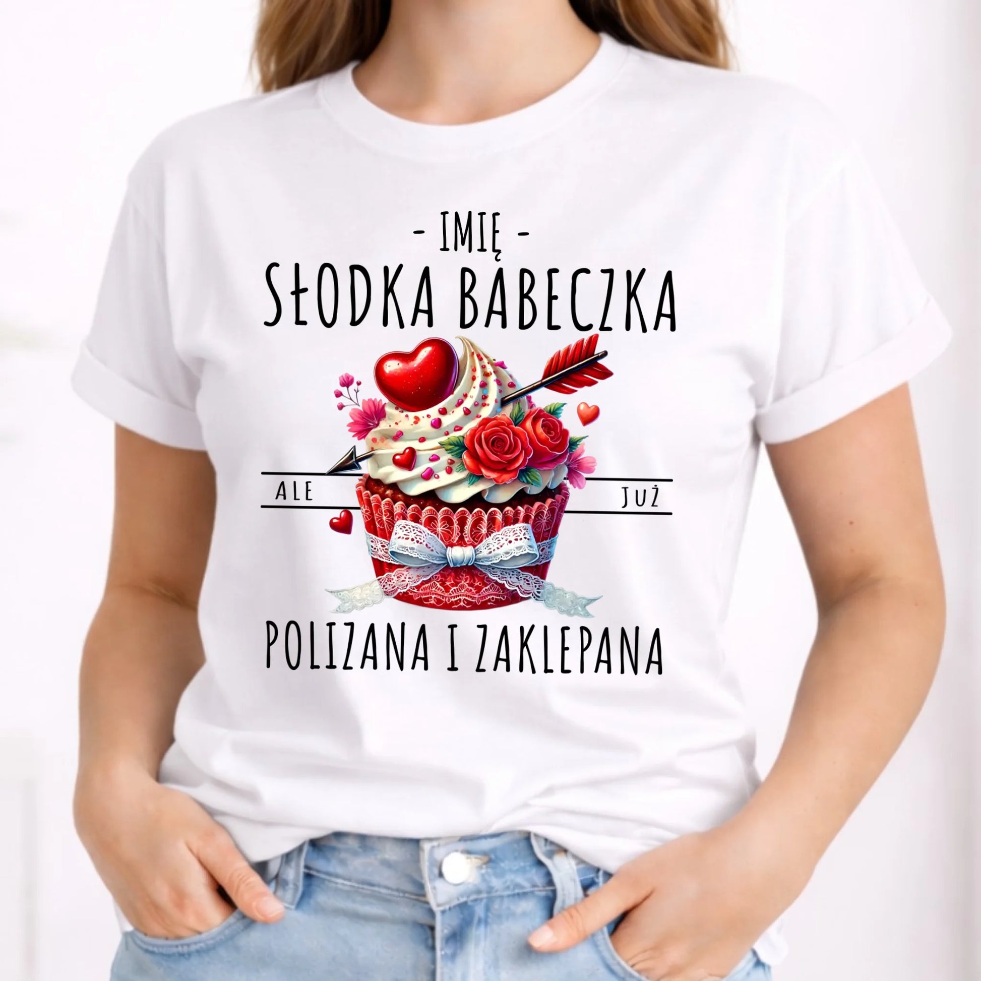 Koszulka damska - Słodka babeczka polizana i zaklepana - personalizowana W37 - StoryCups.pl