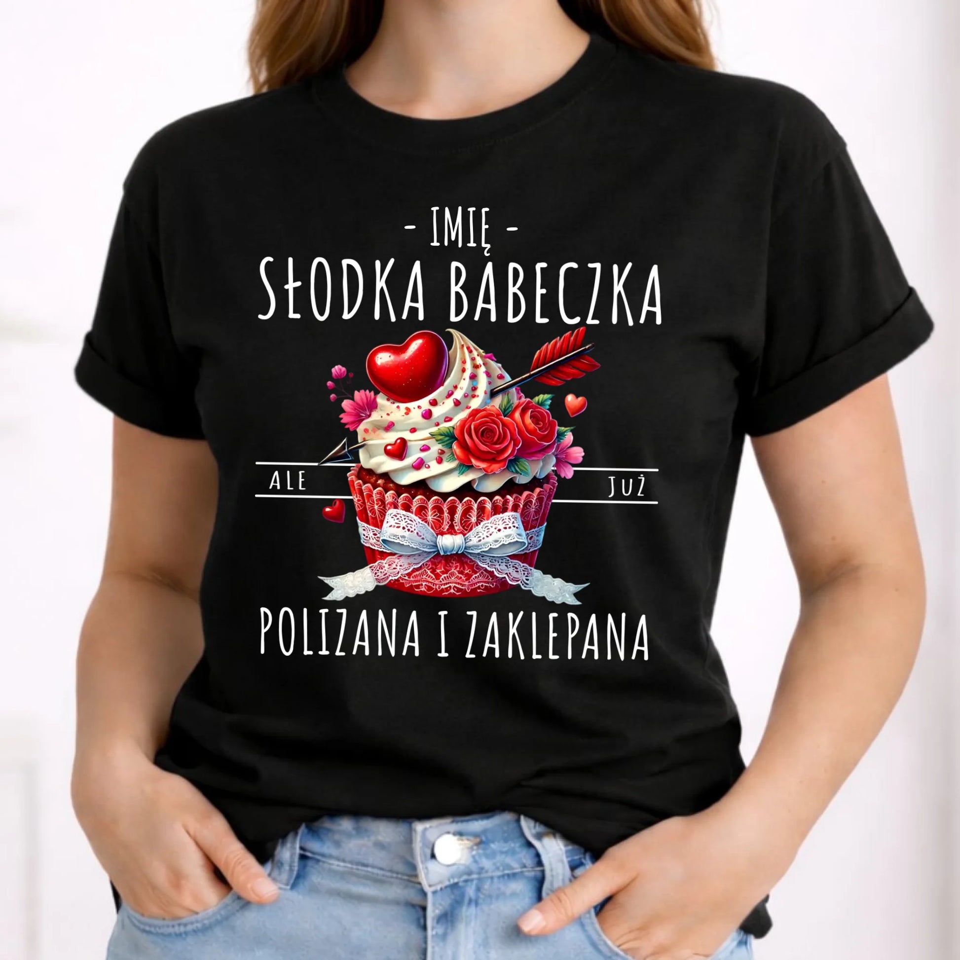 Koszulka damska - Słodka babeczka polizana i zaklepana - personalizowana W37 - StoryCups.pl