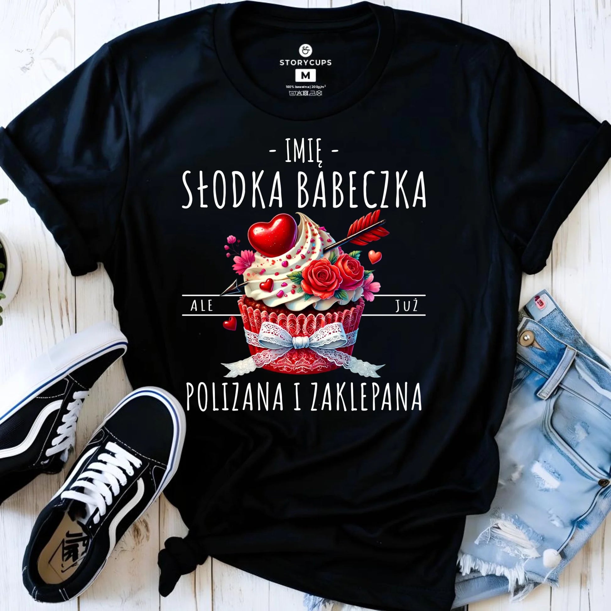 Koszulka damska - Słodka babeczka polizana i zaklepana - personalizowana W37 - StoryCups.pl