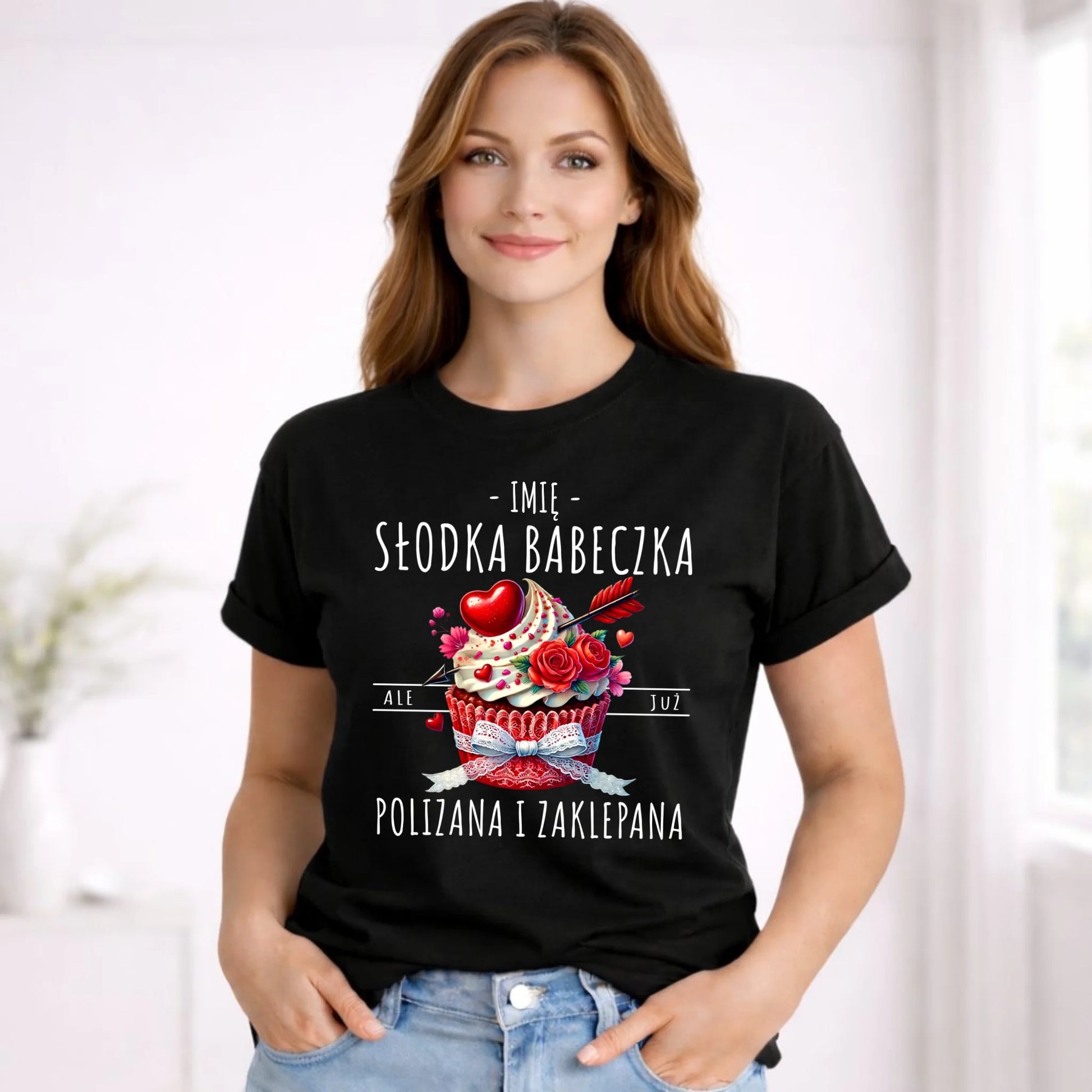 Koszulka damska - Słodka babeczka polizana i zaklepana - personalizowana W37 - StoryCups.pl