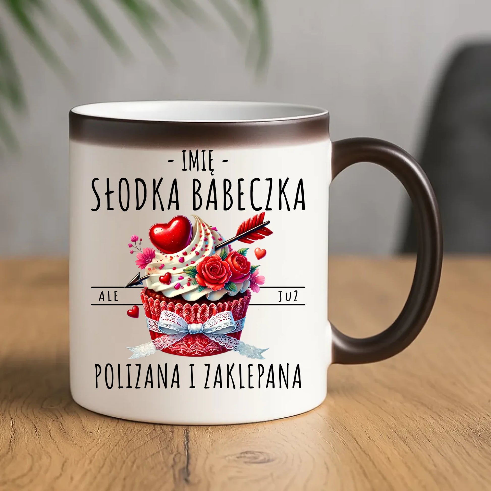Kubek magiczny - Słodka babeczka polizana i zaklepana - personalizowany W37 - StoryCups.pl