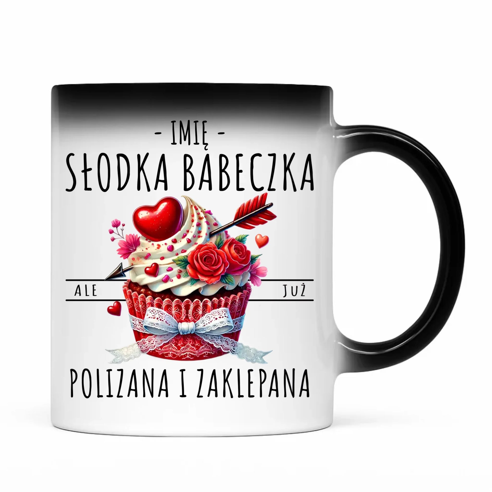 Kubek magiczny - Słodka babeczka polizana i zaklepana - personalizowany W37 - StoryCups.pl