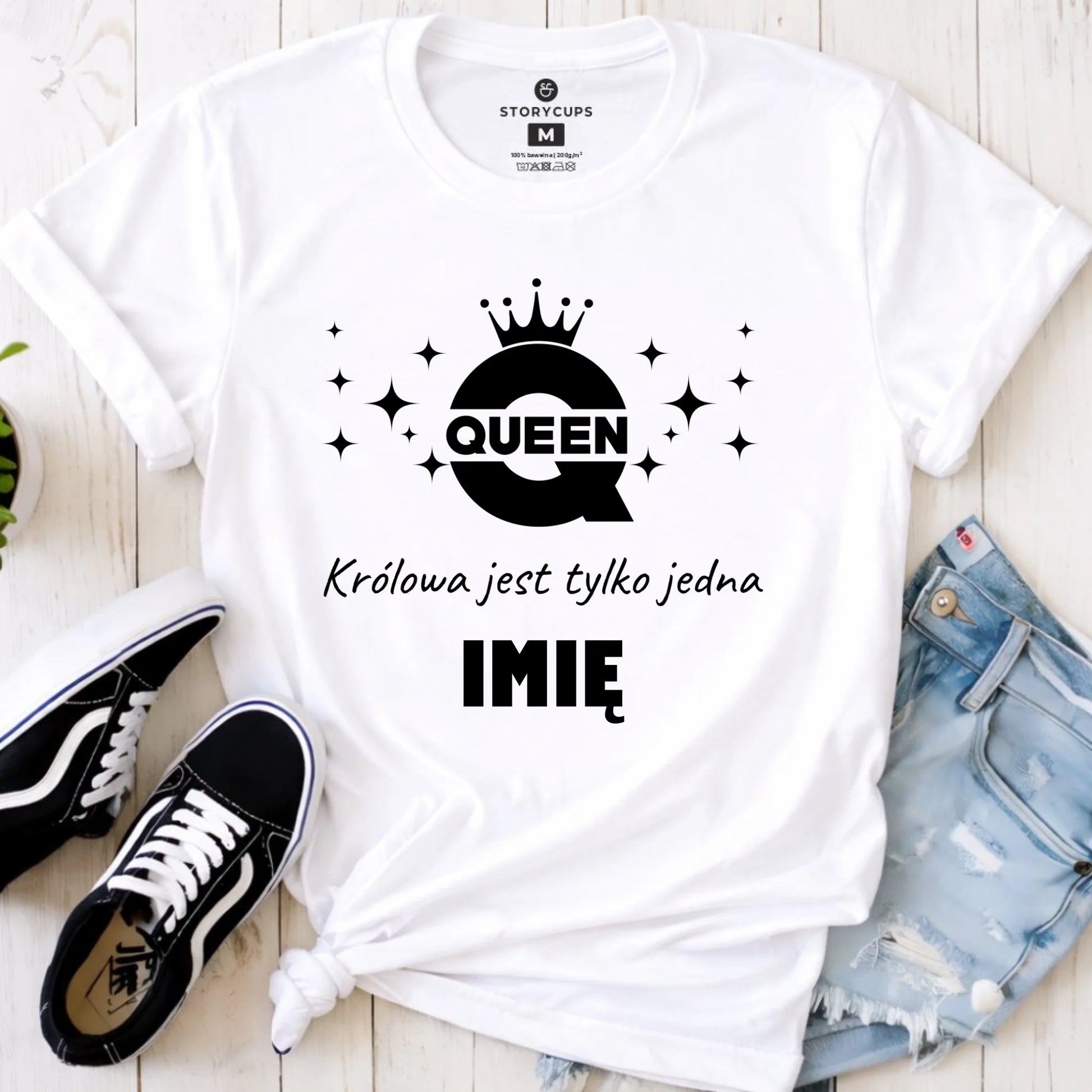 Koszulka damska - Queen Królowa jest tylko jedna - personalizowana W40 - StoryCups.pl