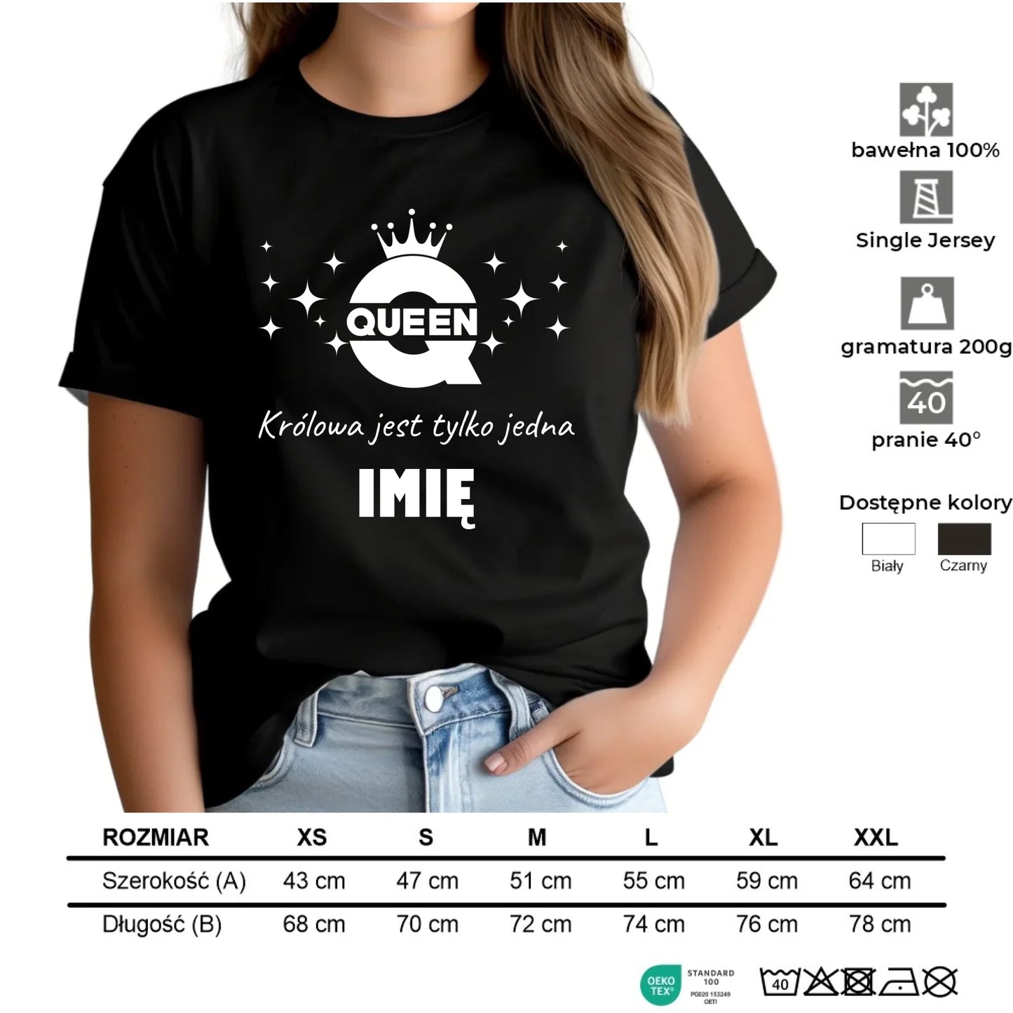 Koszulka damska - Queen Królowa jest tylko jedna - personalizowana W40 - StoryCups.pl
