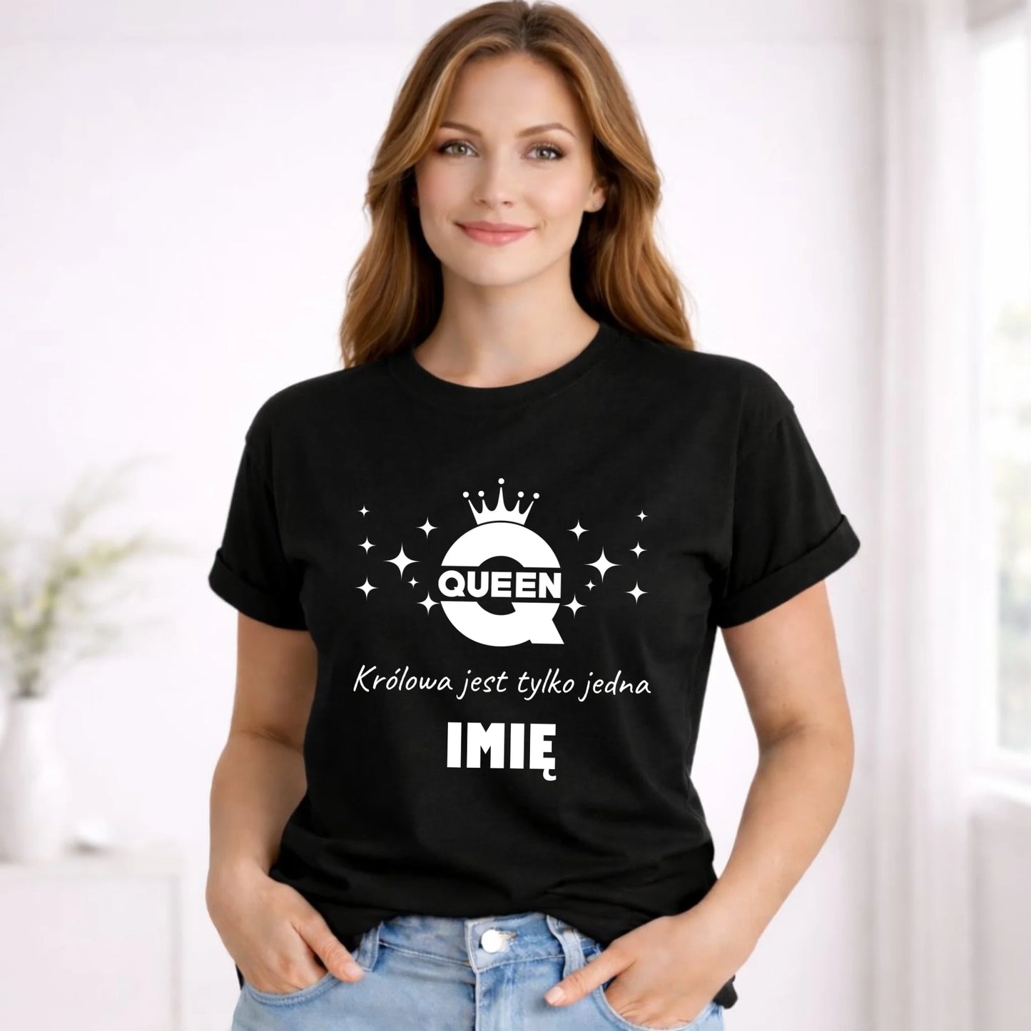Koszulka damska - Queen Królowa jest tylko jedna - personalizowana W40 - StoryCups.pl