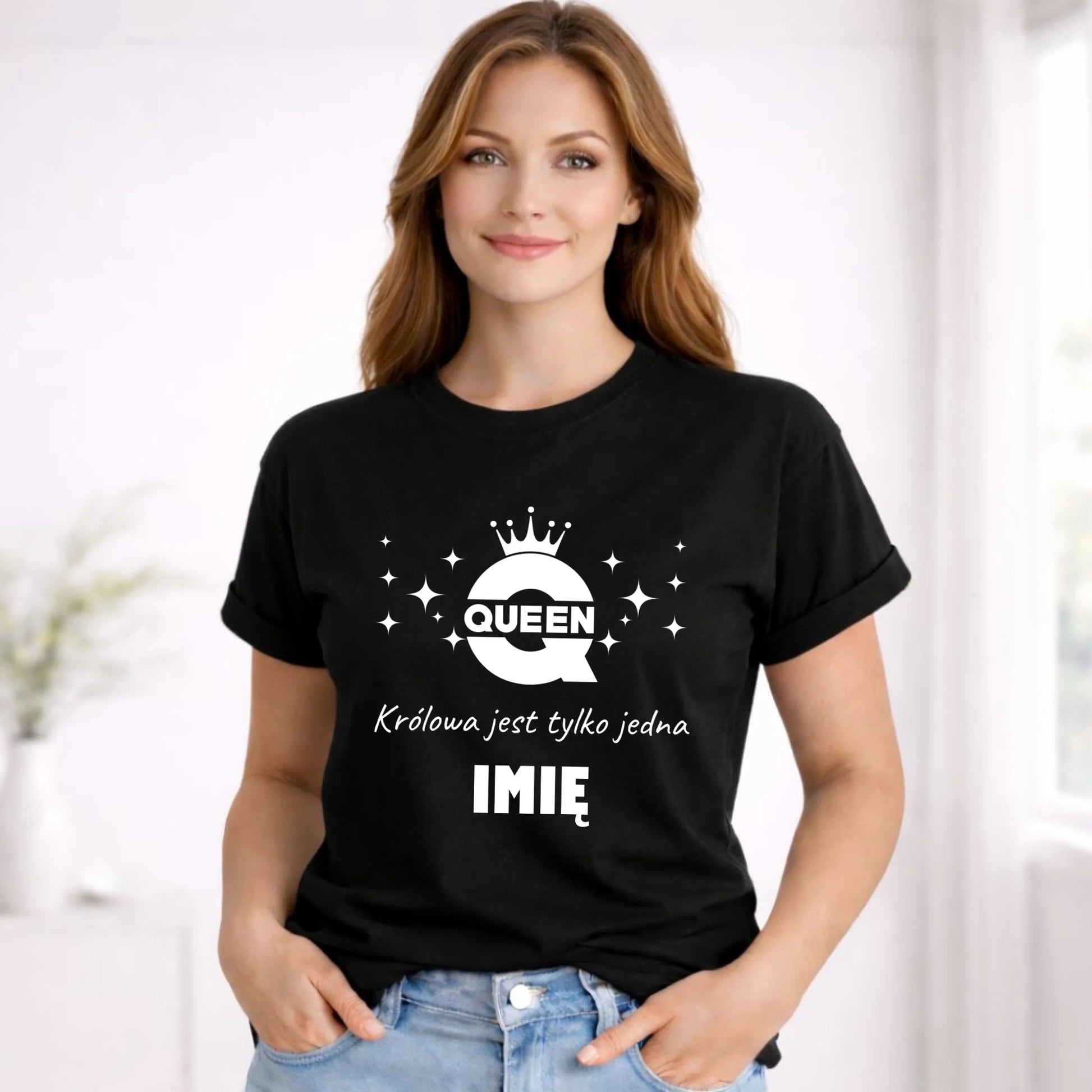 Koszulka damska - Queen Królowa jest tylko jedna - personalizowana W40 - StoryCups.pl