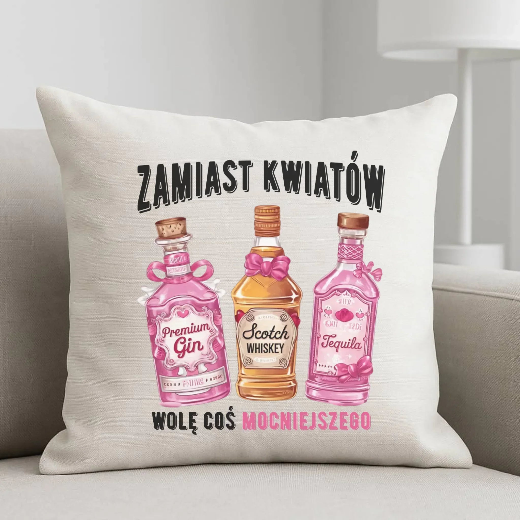 Poduszka dla niej - Zamiast kwiatów wolę coś mocniejszego W42 - StoryCups.pl