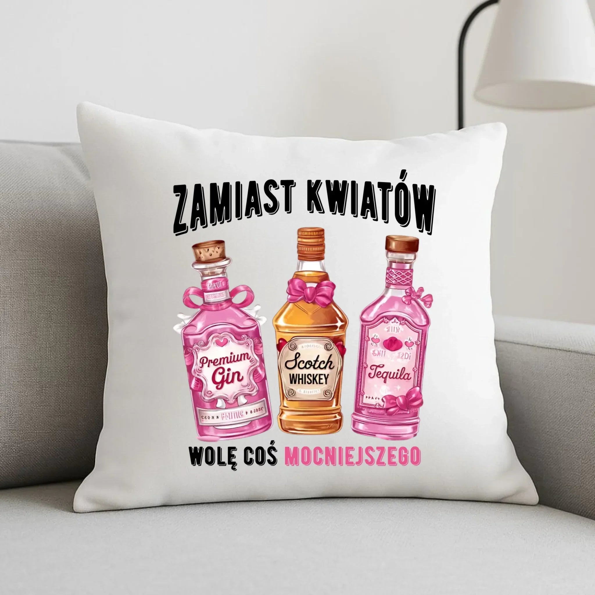 Poduszka dla niej - Zamiast kwiatów wolę coś mocniejszego W42 - StoryCups.pl
