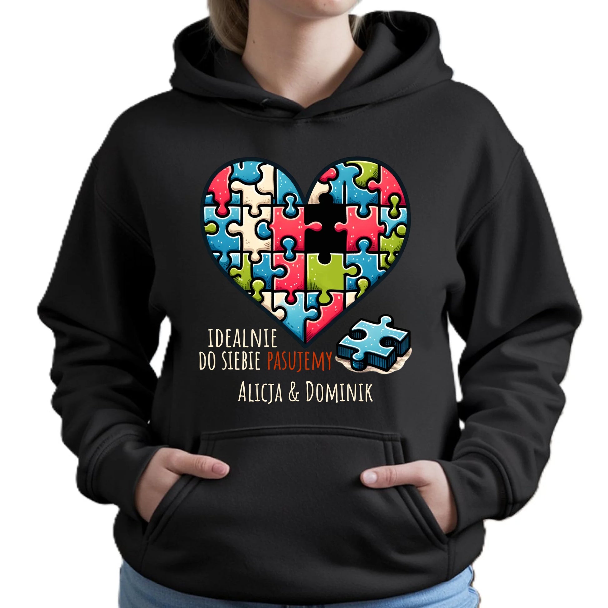 Bluza damska z kapturem - Idealnie do siebie pasujemy - personalizowana W44 - StoryCups.pl